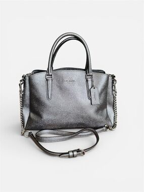 Coach Mini Sage Satchel Metallic Silver Leather Crossbody NWOT